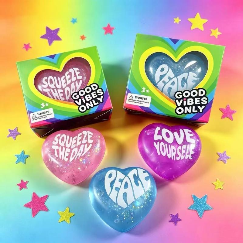 Kids Toys Quotes - Glitter Heart Shaped Squeeze Toys With