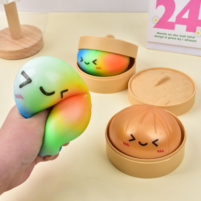 Kids Toys Dumplings - Rainbow Color Dumpling Squishy Toy with